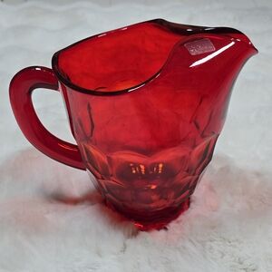 Vintage Viking Glass Pitcher Dark Red Burgundy Romantic Whimsigoth Witchy Decor